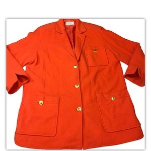 JAX Canada ORANGE CASHMERE Blazer women L Wool Blend jacket Gold Button pockets